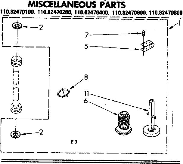 Kenmore 11082470600 miscellaneous parts diagram