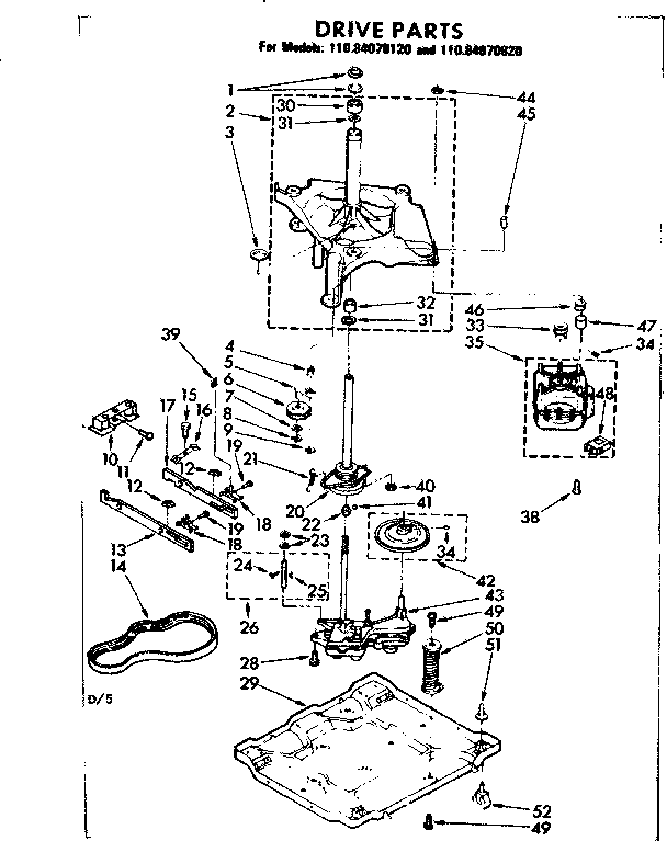 Kenmore 11084070120 drive parts diagram
