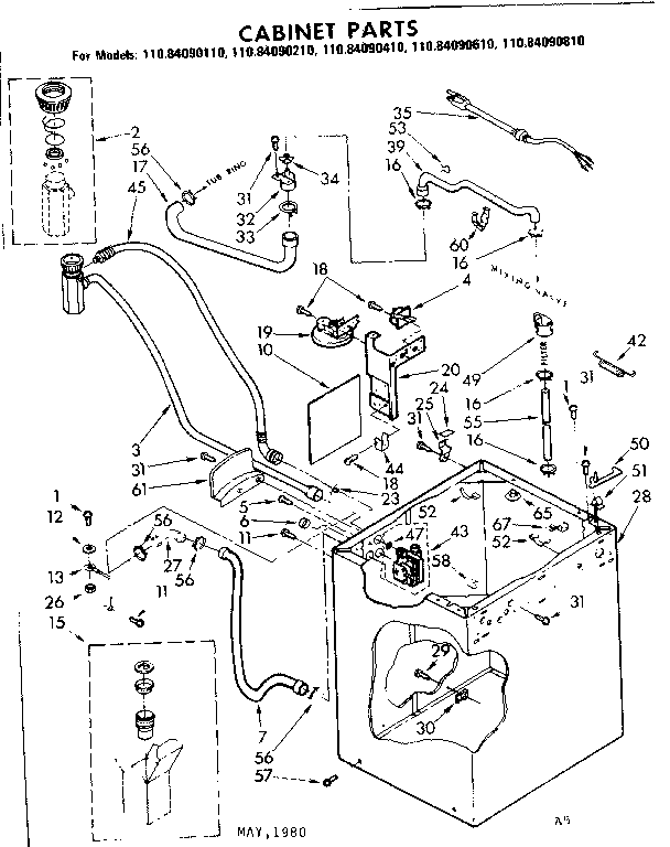 Kenmore 11084090110 cabinet parts diagram