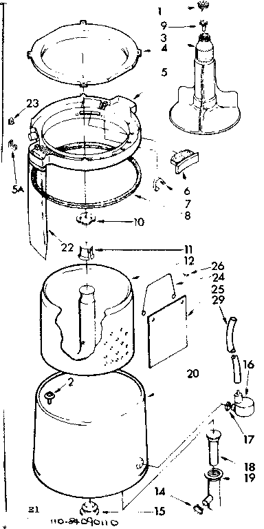 Kenmore 11084090110 tub and basket parts diagram