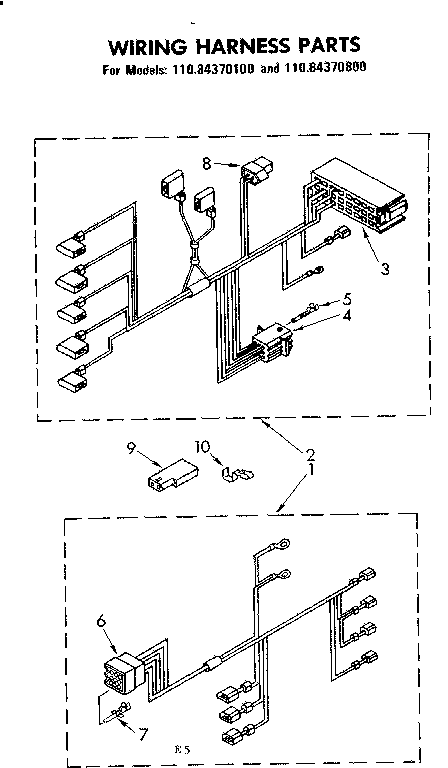Kenmore 11084370800 wiring harness parts diagram