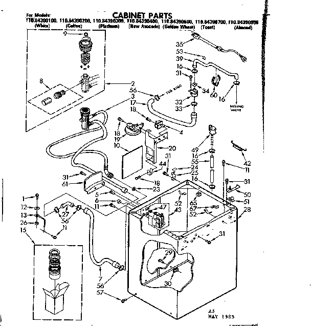 Kenmore 11084390800 cabinet parts diagram