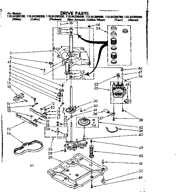 Kenmore 11084390800 drive parts diagram