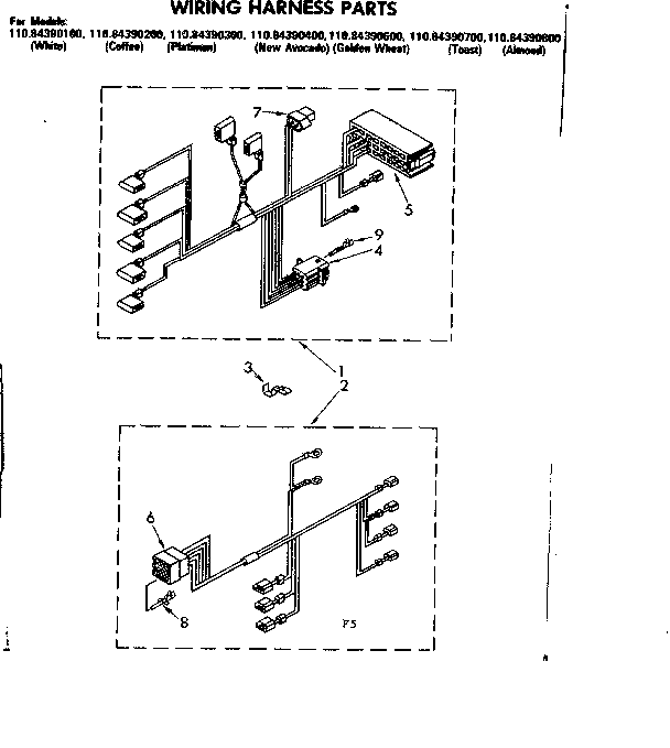 Kenmore 11084390800 wiring harness parts diagram