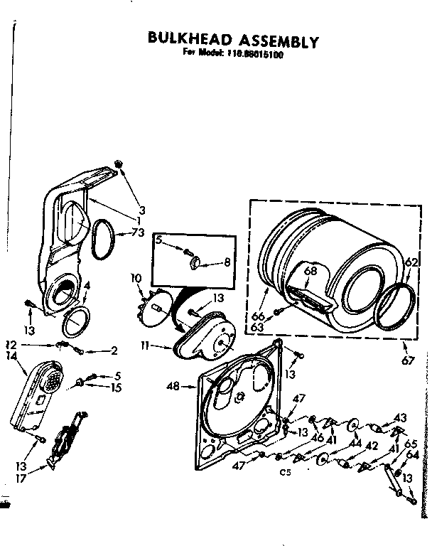 Kenmore 11086015100 bulkhead assembly diagram