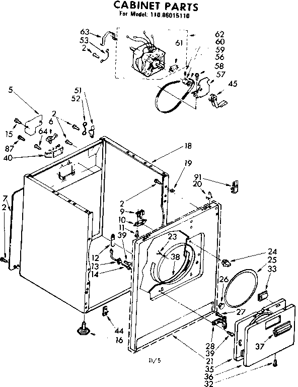 Kenmore 11086015110 cabinet parts diagram