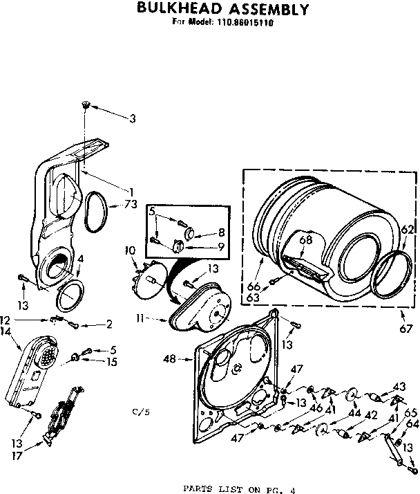 Kenmore 11086015110 bulkhead assembly diagram