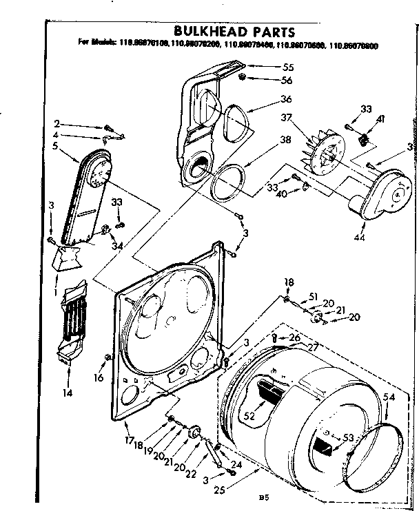 Kenmore 11086070600 bulkhead parts diagram