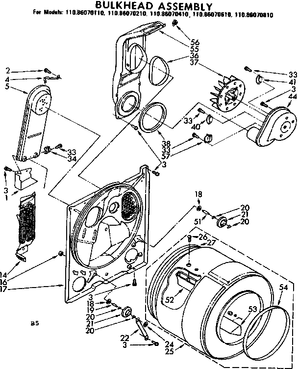 Kenmore 11086070810 bulkhead assembly diagram