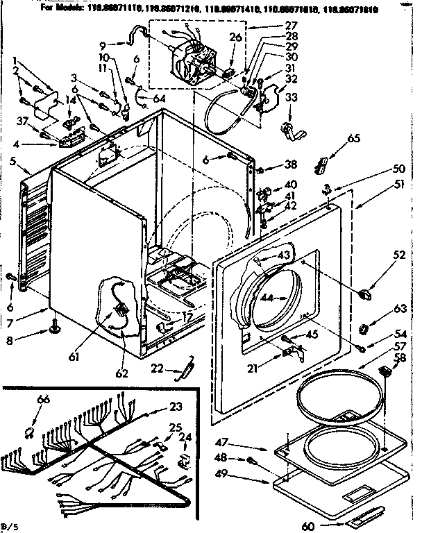 Kenmore 11086071210 cabinet parts diagram
