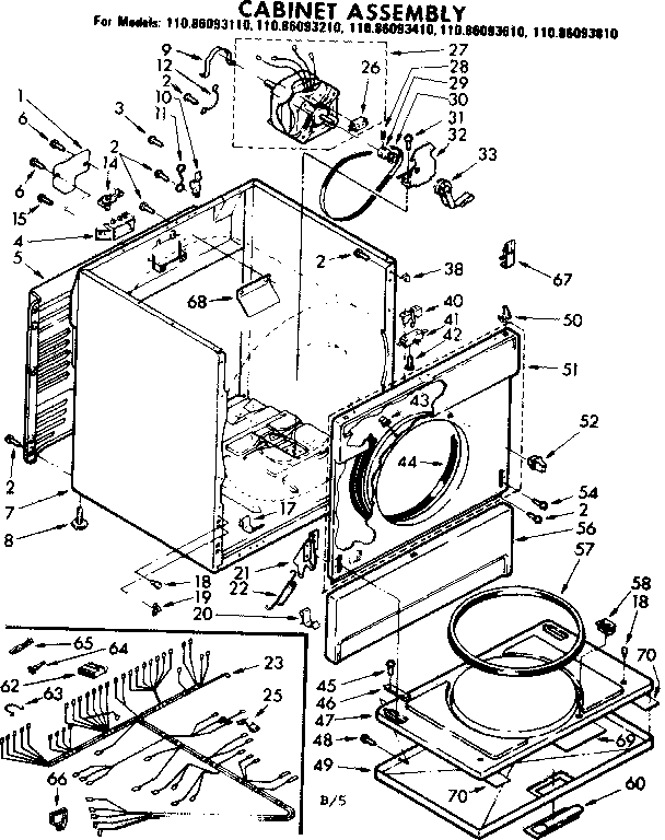 Kenmore 11086093210 cabinet parts diagram