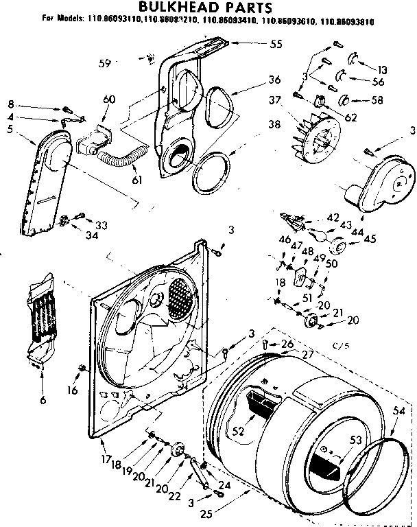 Kenmore 11086093210 bulkhead assembly diagram