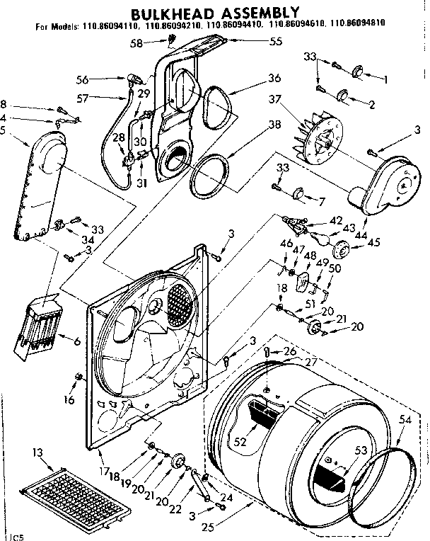 Kenmore 11086094610 bulkhead assembly diagram