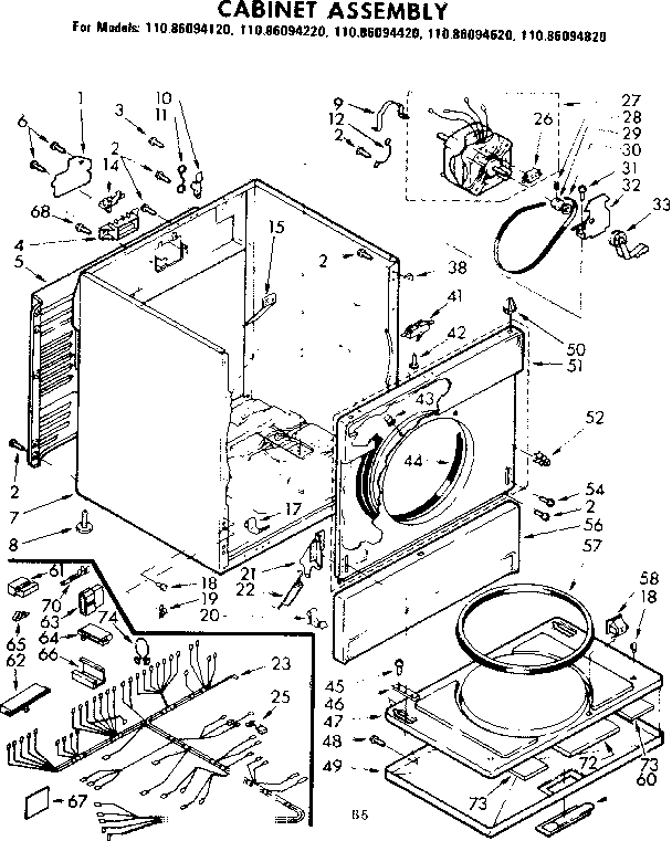 Kenmore 11086094220 cabinet assembly diagram