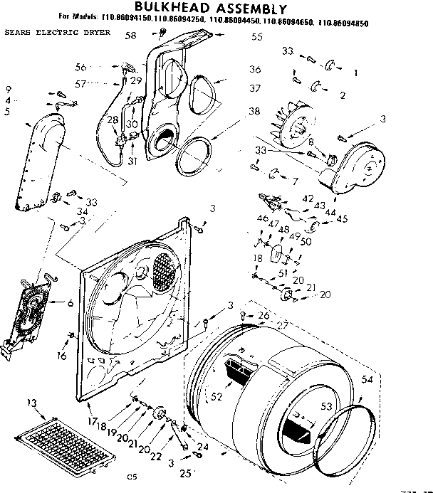 Kenmore 11086094650 bulkhead assembly diagram