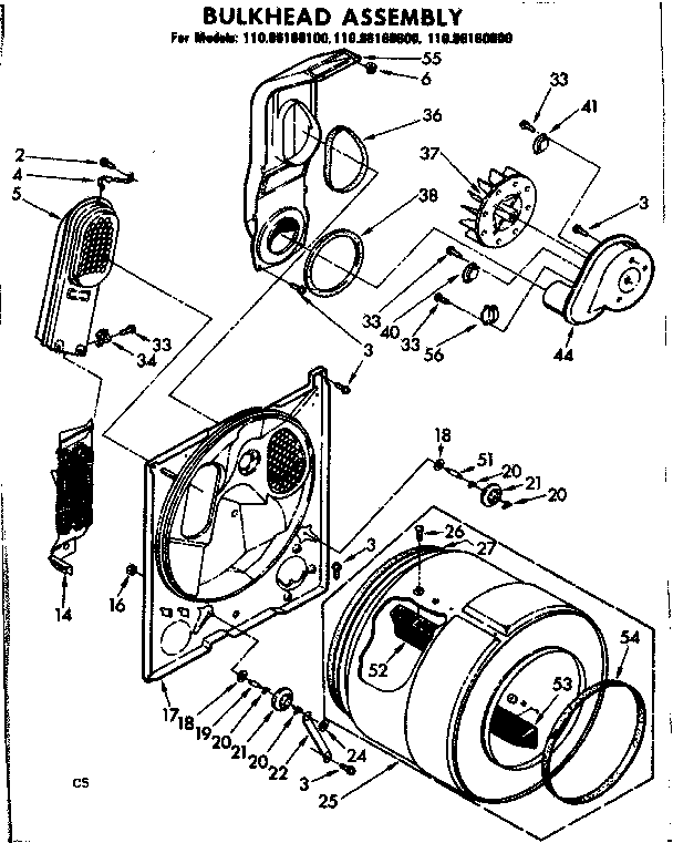Kenmore 11086160600 bulkhead parts diagram
