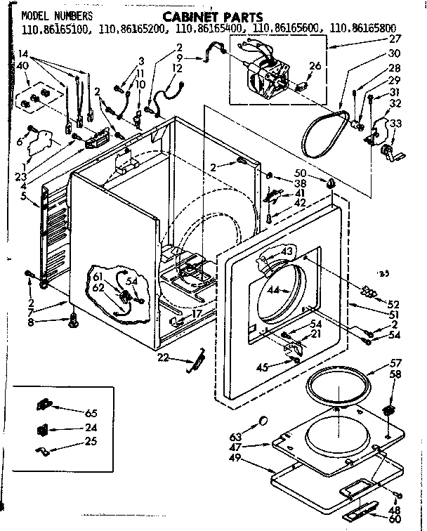 Kenmore 11086165600 cabinet parts diagram