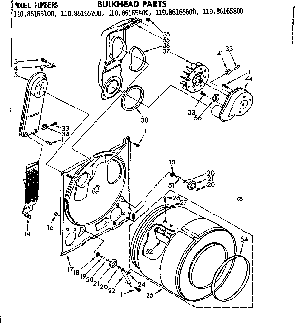 Kenmore 11086165600 bulkhead parts diagram