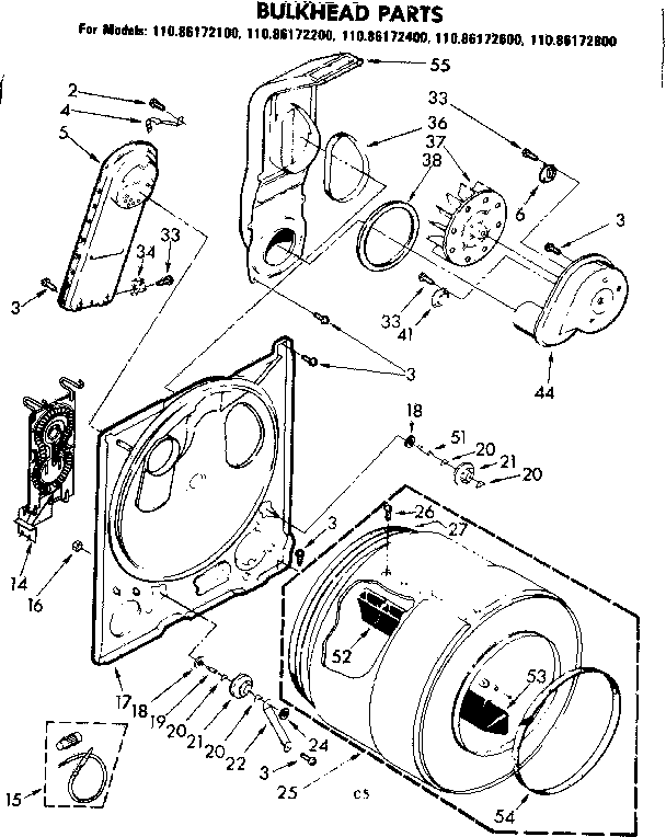 Kenmore 11086172200 bulkhead parts diagram