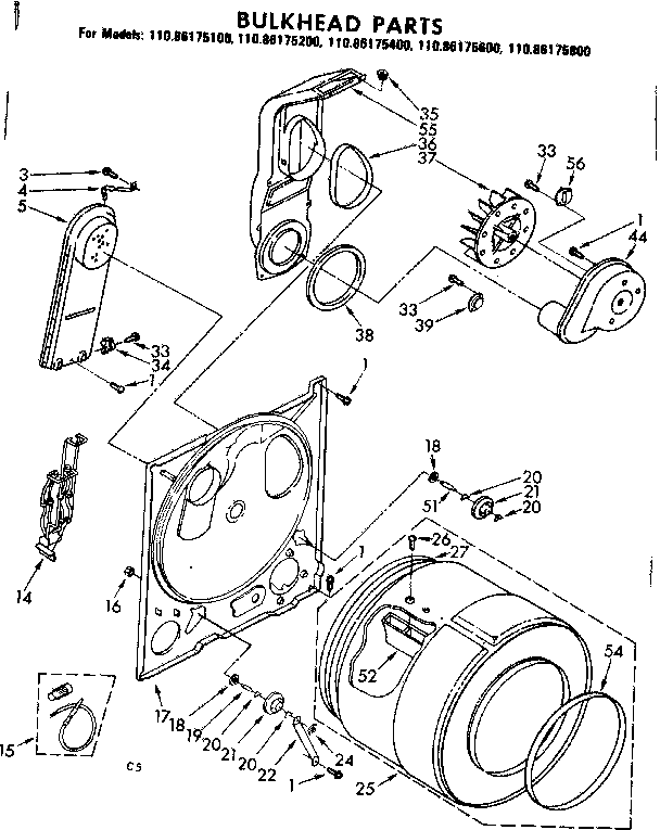 Kenmore 11086175600 bulkhead parts diagram