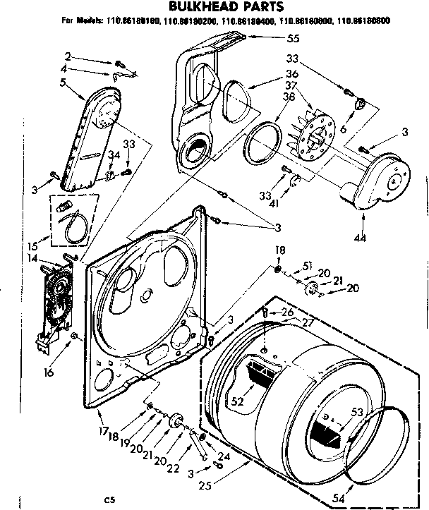Kenmore 11086180100 bulkhead parts diagram
