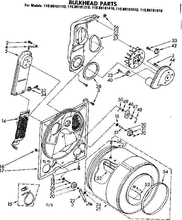 Kenmore 11086181610 bulkhead parts diagram