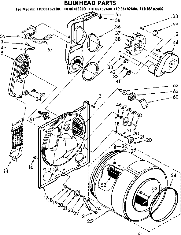 Kenmore 11086182400 bulkhead parts diagram