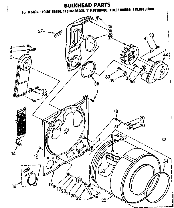 Kenmore 11086186600 bulkhead parts diagram