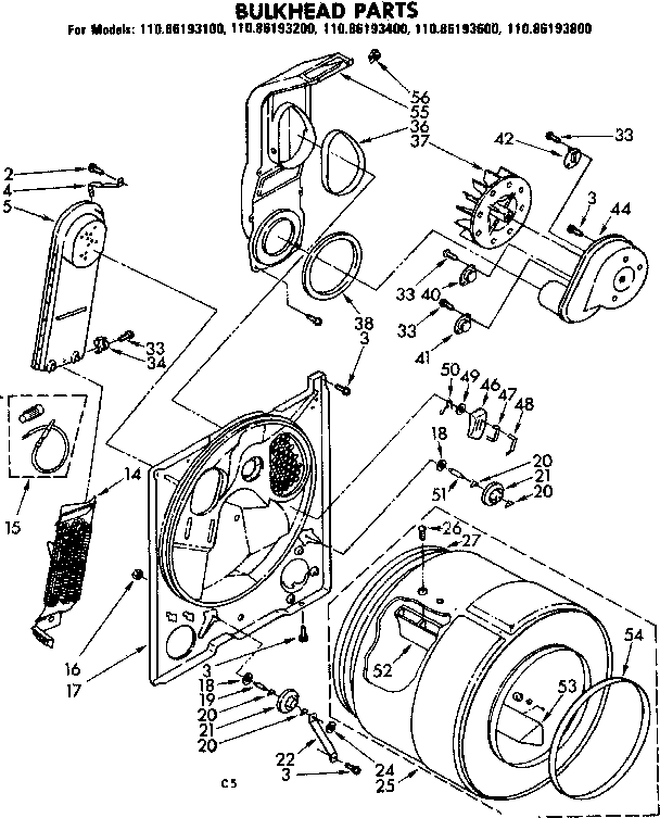 Kenmore 11086193600 bulkhead parts diagram