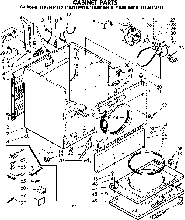 Kenmore 11086194410 cabinet parts diagram