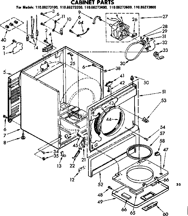 Kenmore 11086273200 cabinet parts diagram