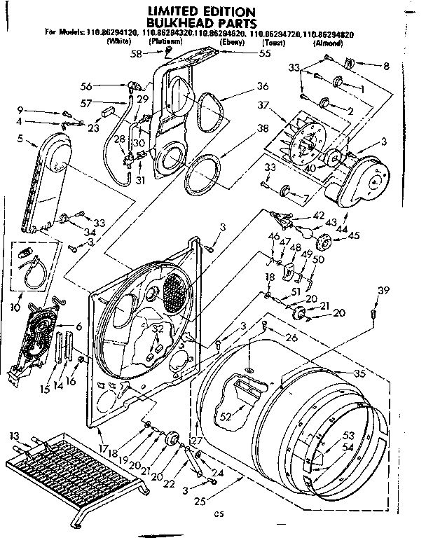 Kenmore 11086294120 bulkhead parts diagram