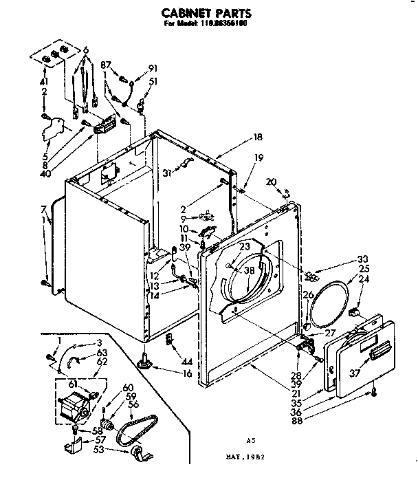 Kenmore 11086356100 cabinet parts diagram