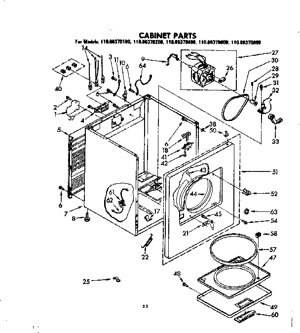 Kenmore 11086370400 cabinet parts diagram