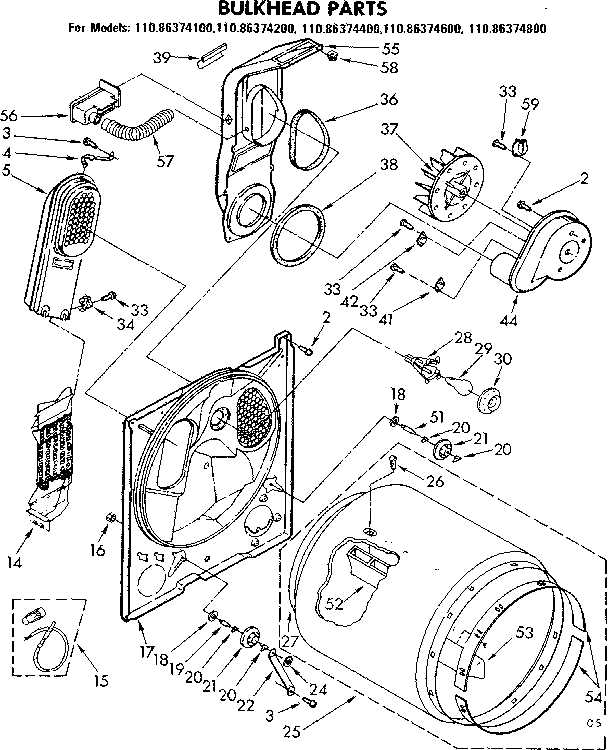 Kenmore 11086374600 bulkhead parts diagram