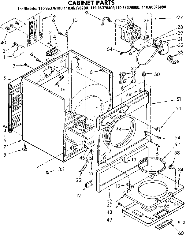 Kenmore 11086376200 cabinet parts diagram