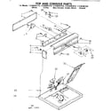 Kenmore 11086381810 top and console parts diagram