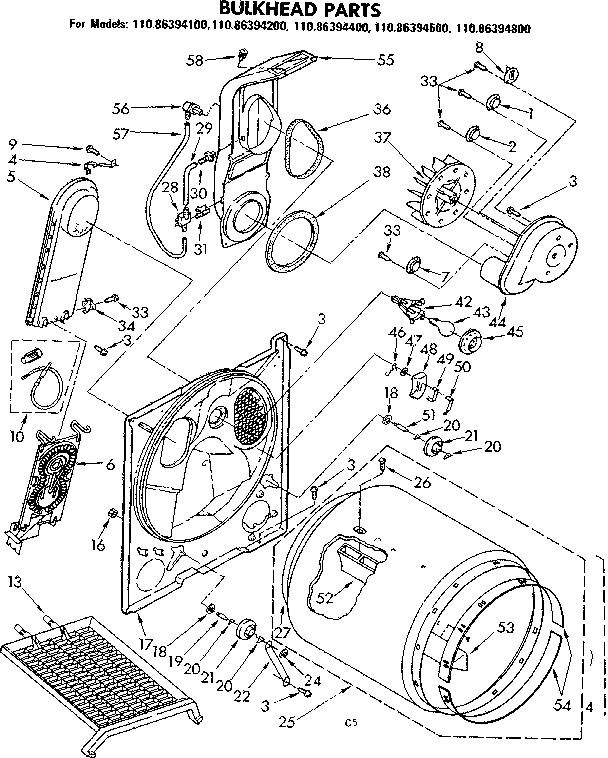 Kenmore 11086394400 bulkhead parts diagram