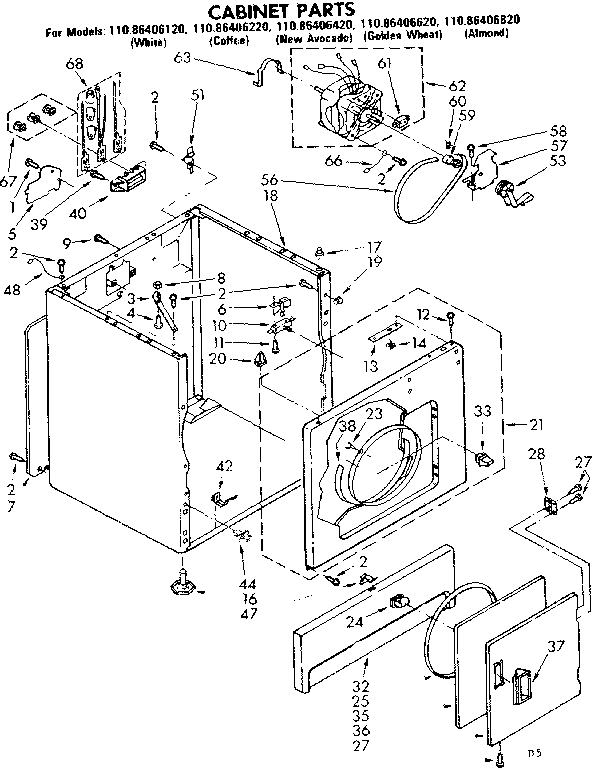 Kenmore 11086406220 cabinet parts diagram