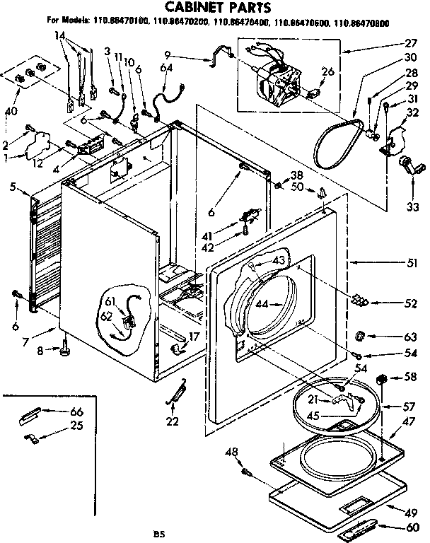 Kenmore 11086470400 cabinet parts diagram