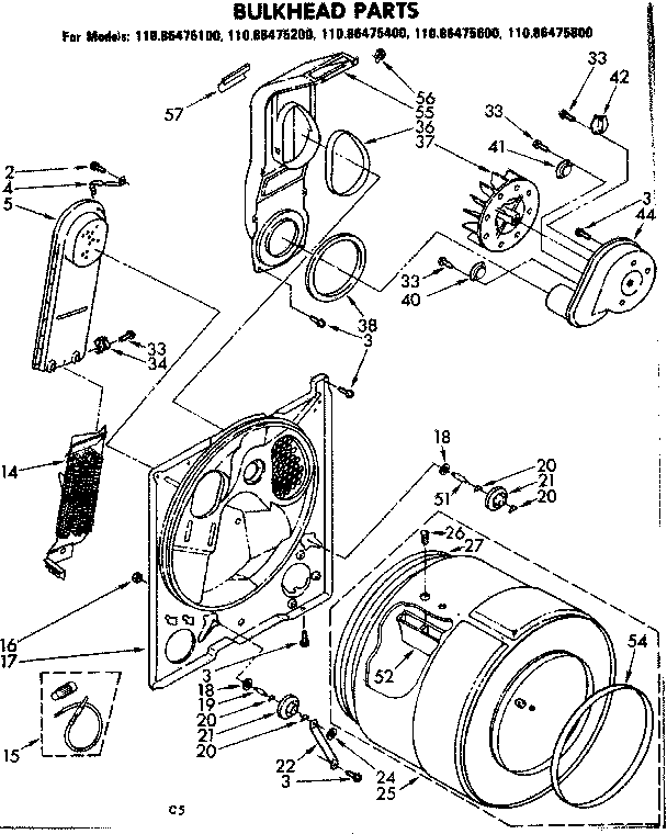 Kenmore 11086475600 bulkhead parts diagram