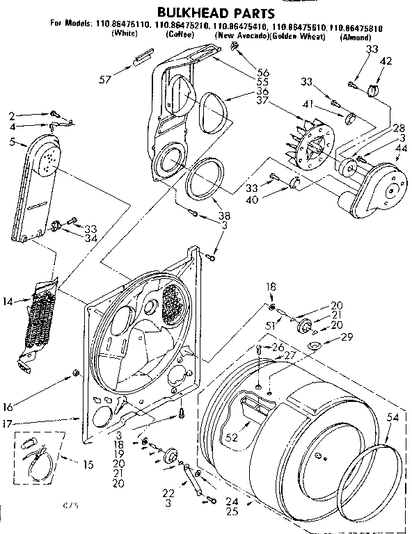 Kenmore 11086475810 bulkhead parts diagram
