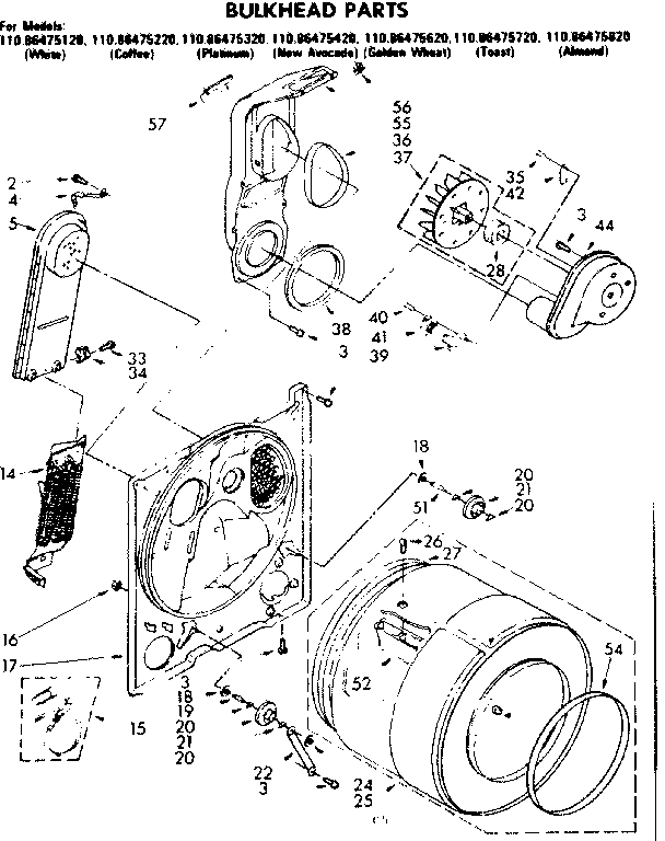 Kenmore 11086475420 bulkhead parts diagram
