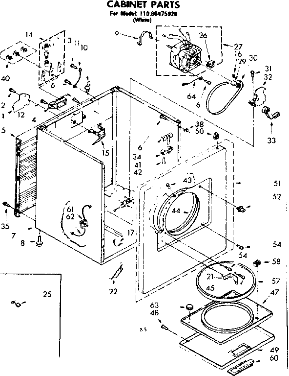 Kenmore 11086475920 cabinet parts diagram