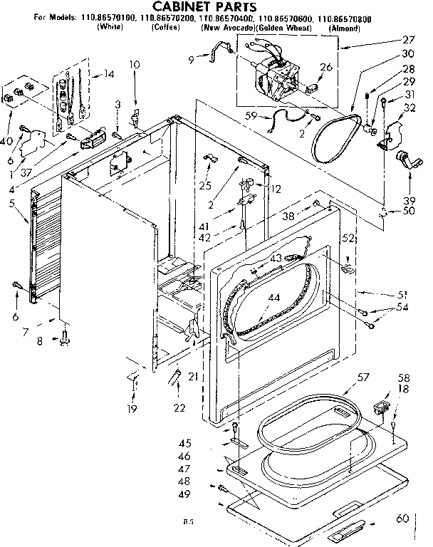 Kenmore 11086570800 cabinet parts diagram