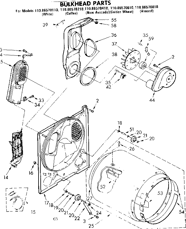 Kenmore 11086570210 bulkhead parts diagram