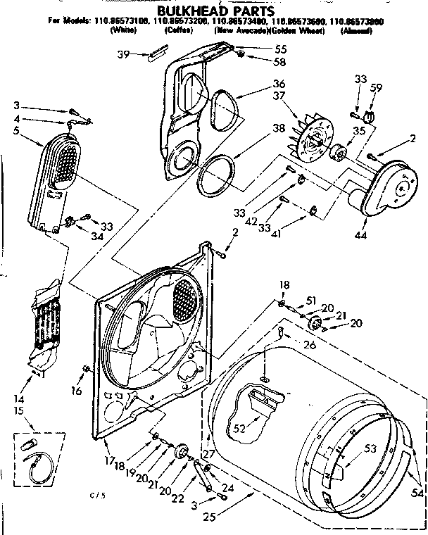 Kenmore 11086573400 bulkhead parts diagram