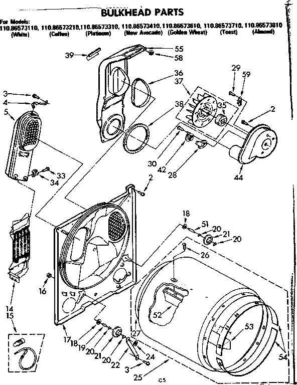 Kenmore 11086573610 bulkhead parts diagram