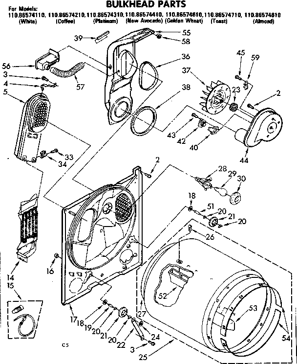 Kenmore 11086574410 bulkhead parts diagram