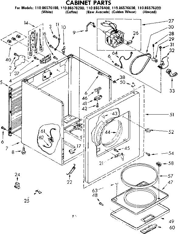 Kenmore 11086576800 cabinet parts diagram